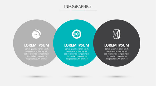 Set Alloy Wheel For Car, Car Brake Disk With Caliper And Tire. Business Infographic Template. Vector