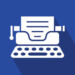 typewriter icon, vintage, black, vector illustration 