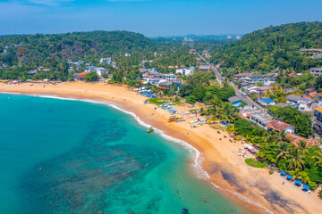Aerial view of Unawatuna beach at Sri Lanka