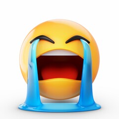 3D Rendering crying emoji isolated on white background