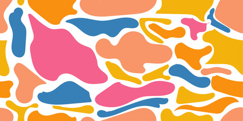 Hand drawn bright abstract seamless pattern print. Cute modern cartoon style pattern. Fashionable template for design.