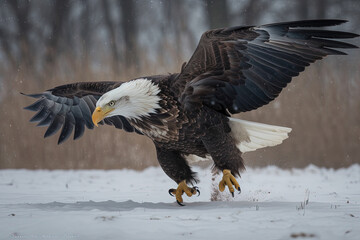American bald eagle landing in flight generative ai