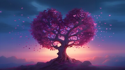 Naklejka na ściany i meble Heart Tree Background, Image Ai Generated