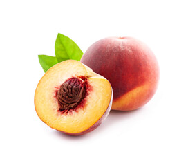 Sweet peach fruits on white backgrounds. Photo