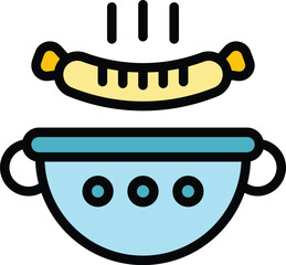 Roasted sausage icon. Outline Roasted sausage vector icon for web design isolated on white background color flat