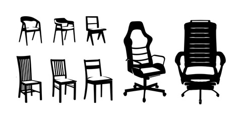Silhouette chair set with black color