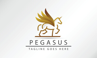 Obraz premium Vector Logo Illustration Pegasus Gradient Gold Style.