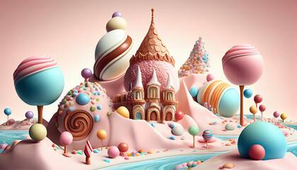 AI generates illustrations candy world