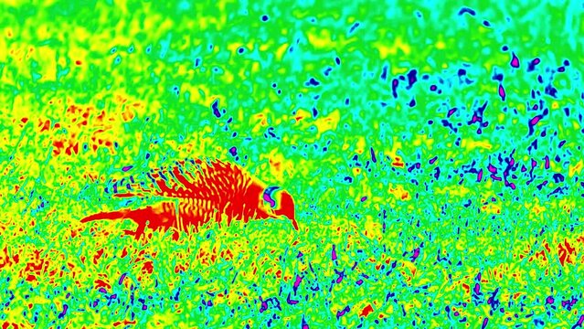 Paradise bird. Illustration in the style of a iridiscent image. Super slow motion 1000 fps.