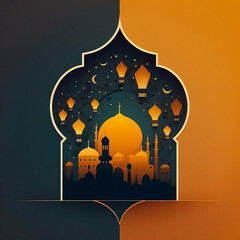 Islamic background illustration, arabic wallpaper generated ai