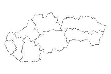 Slovakia map with regions. Vector illustration.