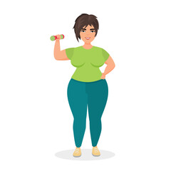 Fototapeta na wymiar Plus size woman doing sport. Fat girl fitness exercise, training program vector cartoon illustration