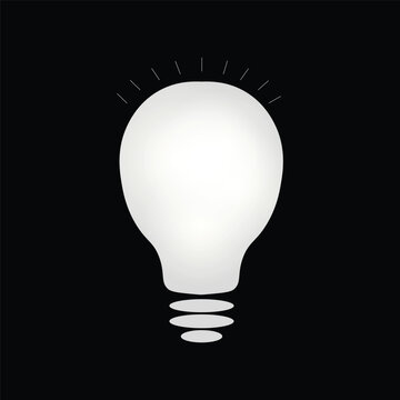Light bulb icon. White cartoon light bulb. Minimal simple trend light bulb logo design. Vector