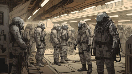 Future space men getting ready for exploration generative ai