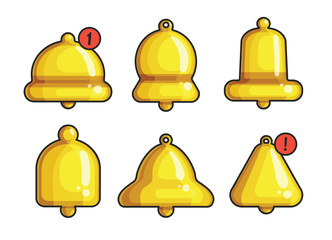 Bell notification isolated color set icon. Vector illustration notice on white background. Vector color set icon bell notification.