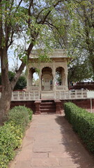 Fototapeta na wymiar Jodhpur, Rajasthan, India 2nd March 2023: The Jaswant Thada is a cenotaph located in the blue city Jodhpur, Rajasthan. Visuals of beautiful Rajasthan Heritage. Used by Rajputs of marwar for cremation