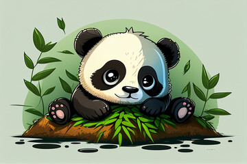 Naklejka premium Creative cartoon illustration of red panda