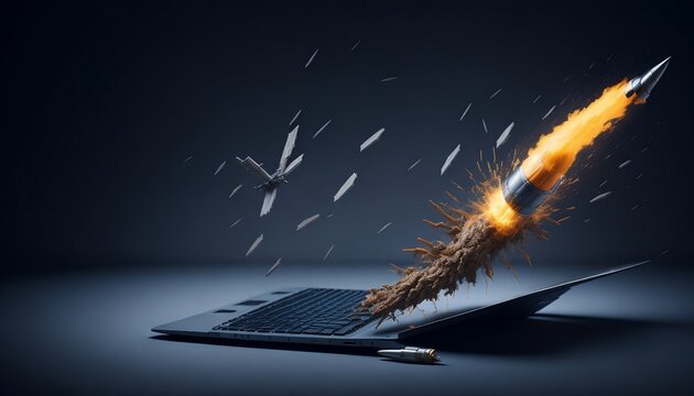 Blast Off Your Earnings: A Rocket-Powered Laptop Launching You to Financial Heights. AI Image - Powered by Adobe