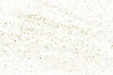Fototapeta na wymiar Gold Glitter Texture Isolated on White Background. Golden Splash Silhouette. Amber Particles Color. Sparkles Rain. Vector Illustration, Eps 10.