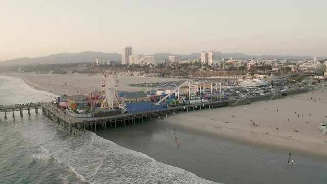 Santa Monica Pier at sunset. Los Angeles.