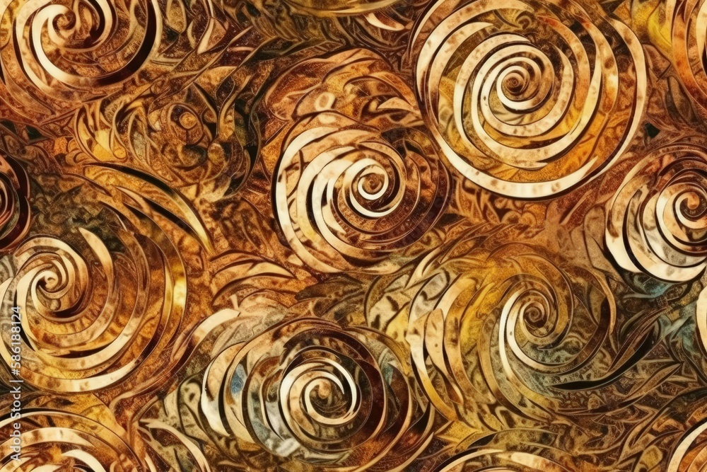 Poster mesmerizing pattern of intricate spirals up close created with generative ai technology