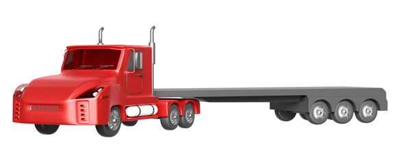 red tractor and trailer or semi truck. 3d illustration or 3d render