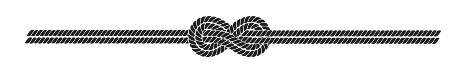Sailor knot divider. Nautical rope border. Graphic design element for wedding invitations, baby shower, birthday card, scrapbooking. Png clipart isolated on transparent background © paketesama