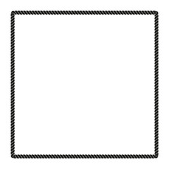 Sailor rope frame. Black nautical twisted cord border. PNG clipart isolated on transparent background