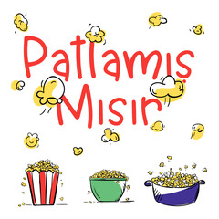 Naklejka premium Patlamış Mısır İkon - Popcorn Icon