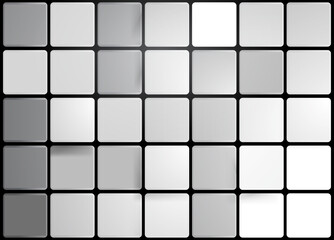 Vector 3D background texture of White and Grey round edged cubes. Accurate neat pattern made of square shapes with rounded edges in white gray colors. Technology square background. 3D Vector EPS10.