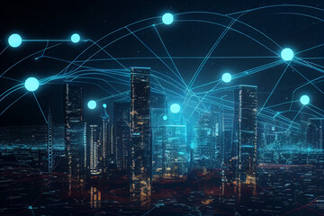 Fototapeta na wymiar AI-generated high-tech city illustration