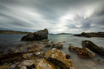 Long exposure seascape at eagean coast
