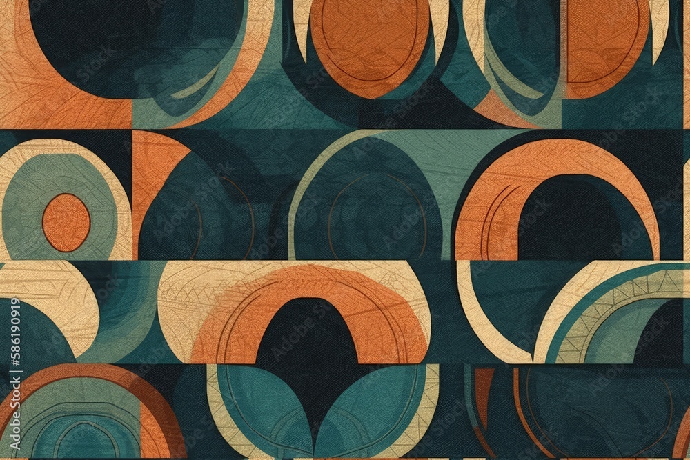 Poster abstract painting with colorful circles and shapes created with generative ai technology