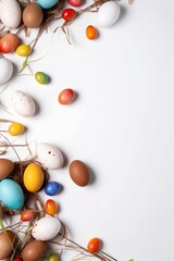 Easter design with different colors and sizes of eggs.