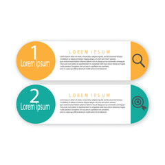 Business infographic template design element with circle half process. Vector business concept with 2 options, steps.
