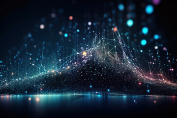 Obraz premium Technology abstract background. Digital line dot and colorful bokeh. Graphic art design. Generative ai