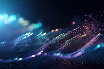 Technology abstract background. Digital line dot and colorful bokeh. Graphic art design. Generative ai