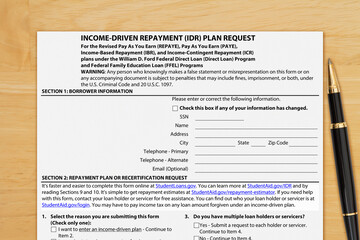 US federal Student Loan Payment Relief application form on a desk