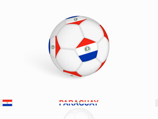 Obraz premium Soccer ball with the Paraguay flag, football sport equipment.