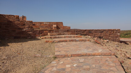 Jodhpur, Rajasthan, India 2nd March 2023: Mandore or Mandor gardens and fort is collection of temples and memorials near Jodhpur. Famous Government Museum from bygone eras. Hindu Royal Maharaha Site.