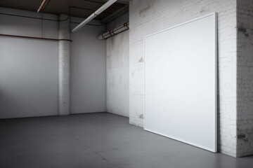 Obraz na płótnie Canvas Copy space of white frame on stone wall abstract background. Generative ai