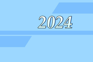 Text 2024 on a blue background. Postcard Happy New Year 2024. Letters 2024