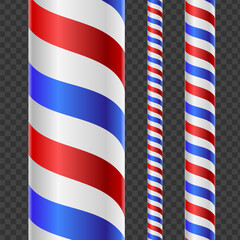 Realistic Detailed 3d Different Barber Shop Line Set on a Transparent Background. Vector illustration of Barbershop Lines