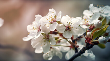 Fototapeta na wymiar Close-up of spring flowers in bloom, Cherry blossom, Generative AI