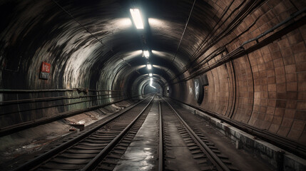 Fototapeta na wymiar Underground Tunnel Generative AI