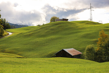 The picturesque church village Wamberg on impressive mountain landscape, near Garmisch Partenkirchen, Germany