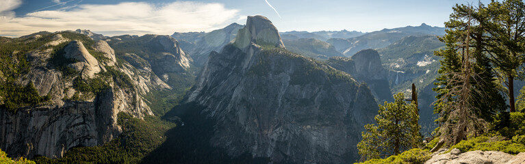 Half Dome Centered in Yosemite Wilderness Panorama