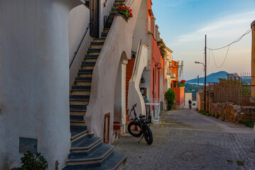 View of a colorful street on Italian island Procida