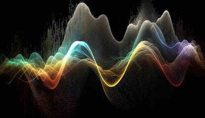 Experience the harmonious union of artificial intelligence and music with a sound wave visualization of AI-generated music. Generated by AI.