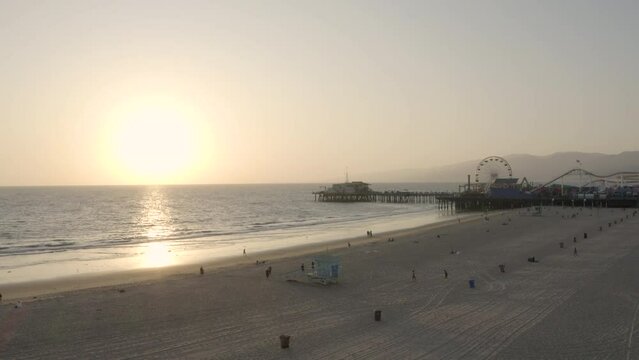 Santa Monica Pier at sunset. Los Angeles.